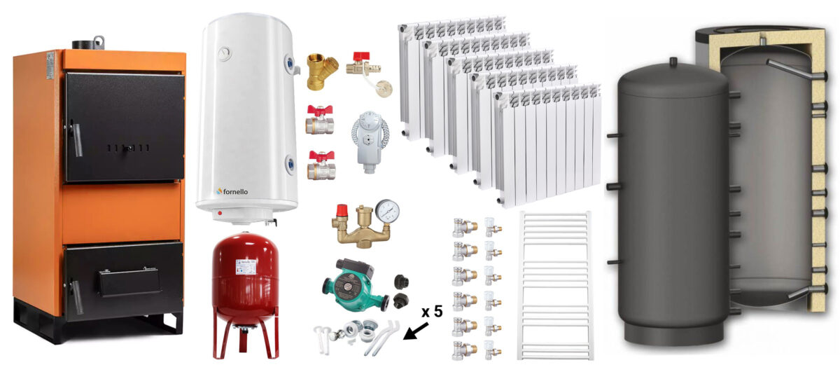 Pachet Centrala pe combustibil solid Fiama W 25 kW, Puffer 800 litri, Calorifere aluminiu Fornello Alvo, Boiler Termoelectric, Vas Expansune, Pompa si Fitinguri Montaj 1 Pachet Centrala pe combustibil solid Fiama W 25 kW, Puffer 800 litri, Calorifere aluminiu Fornello Alvo, Boiler Termoelectric, Vas Expansune, Pompa si Fitinguri Montaj