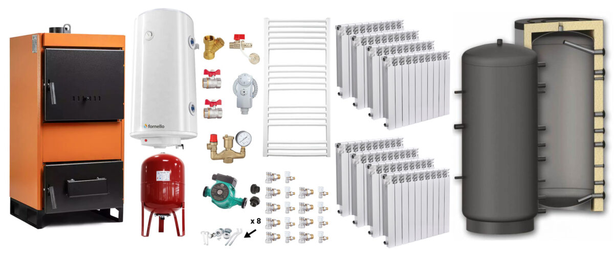 Pachet Centrala pe combustibil solid Fiama W 45 kW, Puffer 1000 litri, Calorifere aluminiu Fornello Alvo, Boiler Termoelectric, Vas Expansune, Pompa si Fitinguri Montaj 1 Pachet Centrala pe combustibil solid Fiama W 45 kW, Puffer 1000 litri, Calorifere aluminiu Fornello Alvo, Boiler Termoelectric, Vas Expansune, Pompa si Fitinguri Montaj