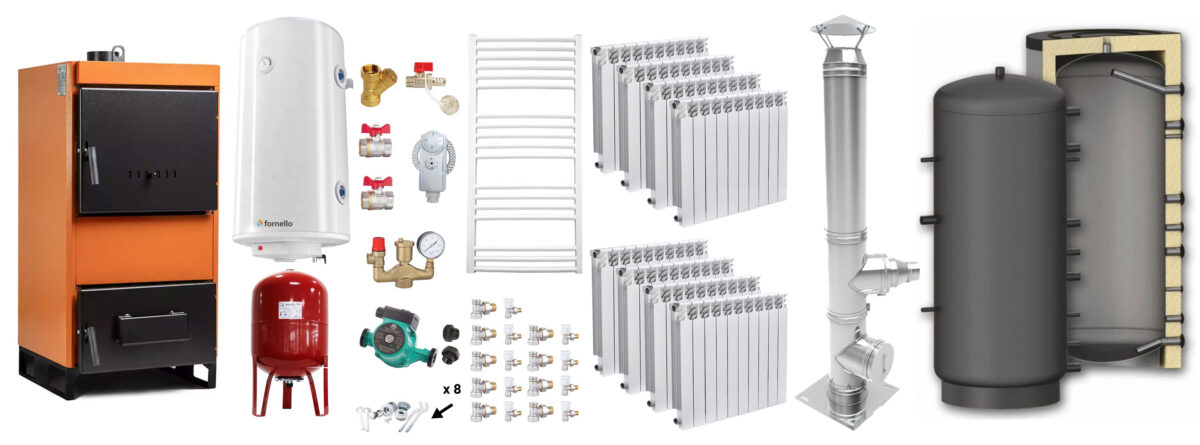 Pachet Centrala pe combustibil solid Fiama W 45 kW, Puffer 1000 litri, Cos inox, Calorifere aluminiu Fornello Alvo, Boiler Termoelectric, Vas Expansune, Pompa si Fitinguri Montaj 1 Pachet Centrala pe combustibil solid Fiama W 45 kW, Puffer 1000 litri, Cos inox, Calorifere aluminiu Fornello Alvo, Boiler Termoelectric, Vas Expansune, Pompa si Fitinguri Montaj