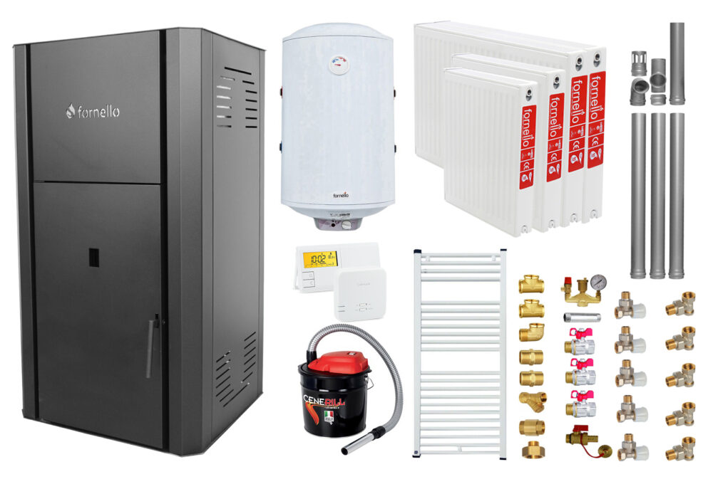 Pachet Centrala peleti Fornello Primo Pellet Black 25 kw, complet echipata pentru incalzire, pompa, vas expansiune, automatizare, kit evacuare 3.5 ml, Boiler Termoelectric 100 l, Termostat Salus 091FLRFV2, Aspirator , Calorifere si kit montaj 1 Pachet Centrala peleti Fornello Primo Pellet Black 25 kw, complet echipata pentru incalzire, pompa, vas expansiune, automatizare, kit evacuare 3.5 ml, Boiler Termoelectric 100 l, Termostat Salus 091FLRFV2, Aspirator , Calorifere si kit montaj