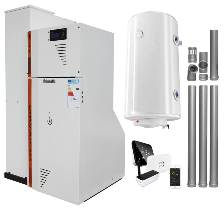 Pachet Centrala termica compacta pe peleti Fornello Rossi Camino Compact Automatic 25 kw, boiler, kit evacuare, pompa de circulatie, vas expansiune, tiraj fortat, curatare automata a arzatorului si a drumurilor de fum, Ecodesign, A+ 1 Pachet Centrala termica compacta pe peleti Fornello Rossi Camino Compact Automatic 25 kw, boiler, kit evacuare, pompa de circulatie, vas expansiune, tiraj fortat, curatare automata a arzatorului si a drumurilor de fum, Ecodesign, A+