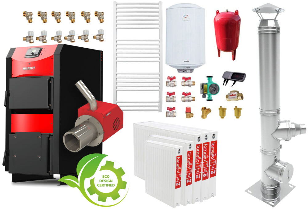 Pachet incalzire si apa calda 4 camere Centrala mixta combustibil solid si peleti Burnit NWB PRIME 30 kW si Arzator pe peleti Pell Eco 35 kW, calorifere, cos inox, ventilator, automatizare, serpentina racire, flansa arzator, pompa circulatie 25-60, v 1 Pachet incalzire si apa calda 4 camere Centrala mixta combustibil solid si peleti Burnit NWB PRIME 30 kW si Arzator pe peleti Pell Eco 35 kW, calorifere, cos inox, ventilator, automatizare, serpentina racire, flansa arzator, pompa circulatie 25-60, v