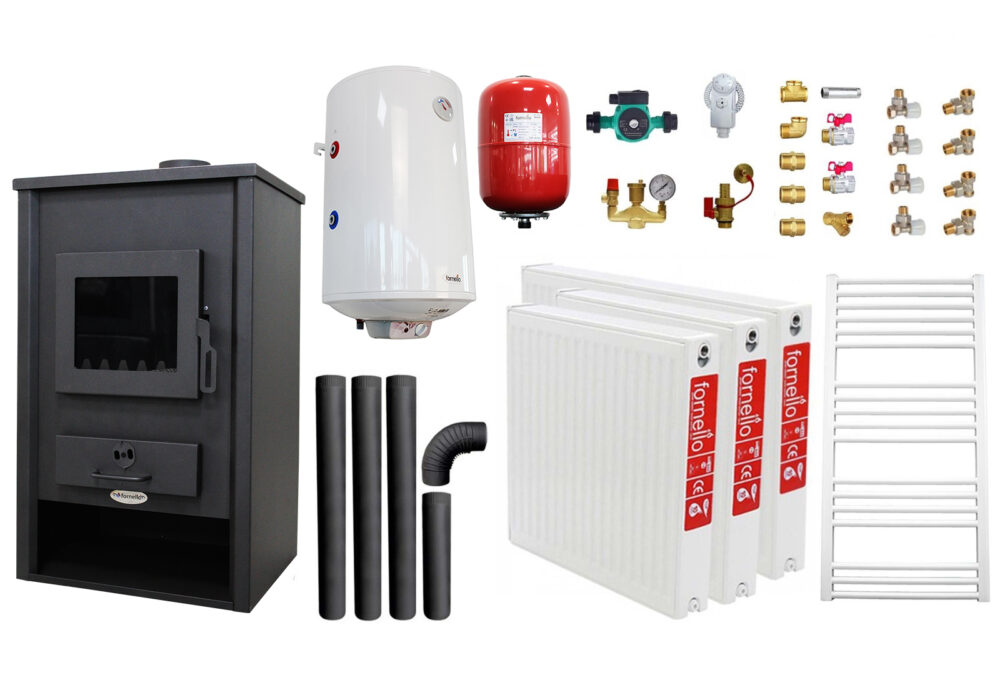 Pachet incalzire si apa calda pentru 2 camere Termosemineu pe lemne, brichete si carbune Fornello PADOVA E, 19.4 kW, 510x500x910 mm, boiler termoelectric 80l, vas expansiune, pompa circulare, calorifere, kit evacuare si kit montaj 1 Pachet incalzire si apa calda pentru 2 camere Termosemineu pe lemne, brichete si carbune Fornello PADOVA E, 19.4 kW, 510x500x910 mm, boiler termoelectric 80l, vas expansiune, pompa circulare, calorifere, kit evacuare si kit montaj