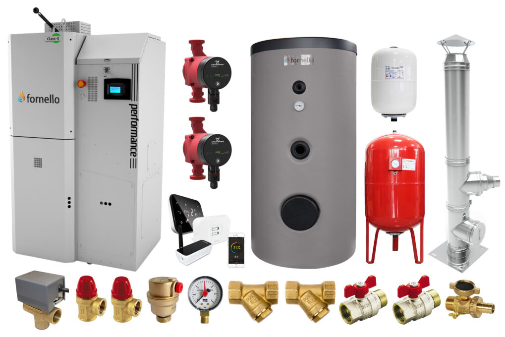 Pachet premium Centrala pe peleti Fornello Slimpel Performance 40 kw, boiler, termostat control de la distanta, pompe electronice, vas expansiune termic si sanitar, vana deviatoare 3 cai, cos inox si fitiguri de baza 1 Pachet premium Centrala pe peleti Fornello Slimpel Performance 40 kw, boiler, termostat control de la distanta, pompe electronice, vas expansiune termic si sanitar, vana deviatoare 3 cai, cos inox si fitiguri de baza