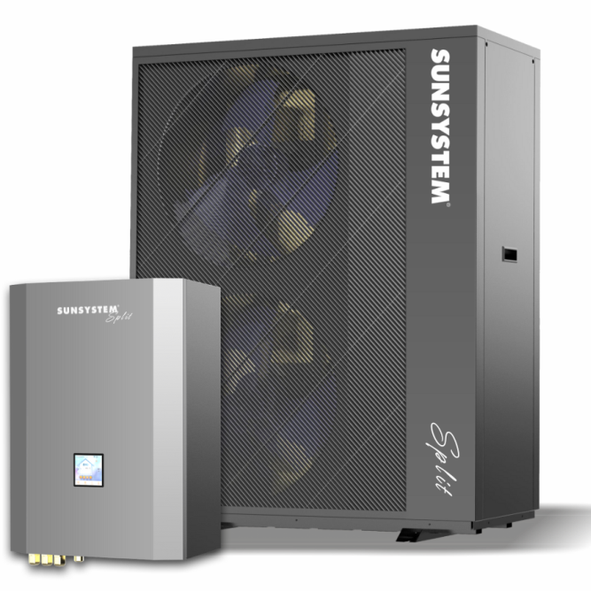Pompa de caldura Aer-Apa pentru incalzire si racire, Sunsystem R32-0126-1PH, Split 12.6 kW, Inverter R32 ERP A+++, compresor Panasonic, Monofazata, Control Wi-Fi 1 Pompa de caldura Aer-Apa pentru incalzire si racire, Sunsystem R32-0126-1PH, Split 12.6 kW, Inverter R32 ERP A+++, compresor Panasonic, Monofazata, Control Wi-Fi