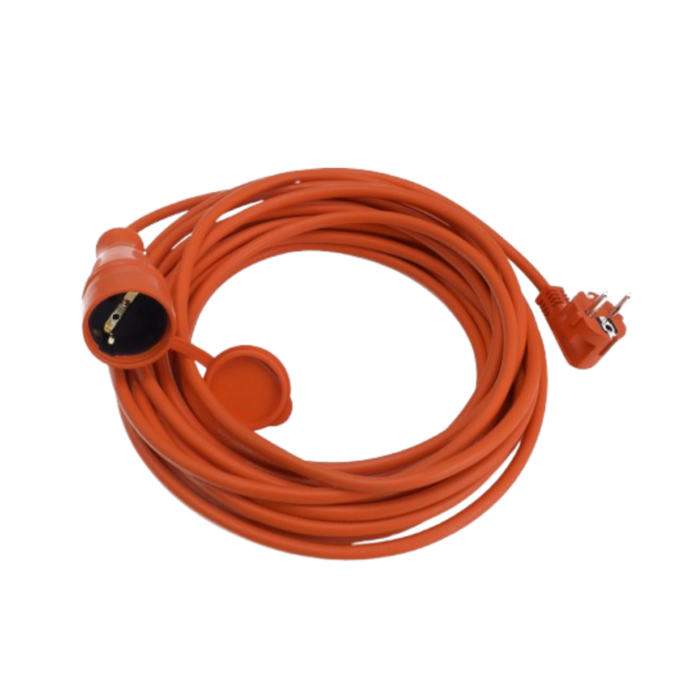 Prelungitor cu fisa si priza IP44  10 m  pentru exterior  cu capac de protectie  sectiune cablu 3x1.5 mm²  portocaliu