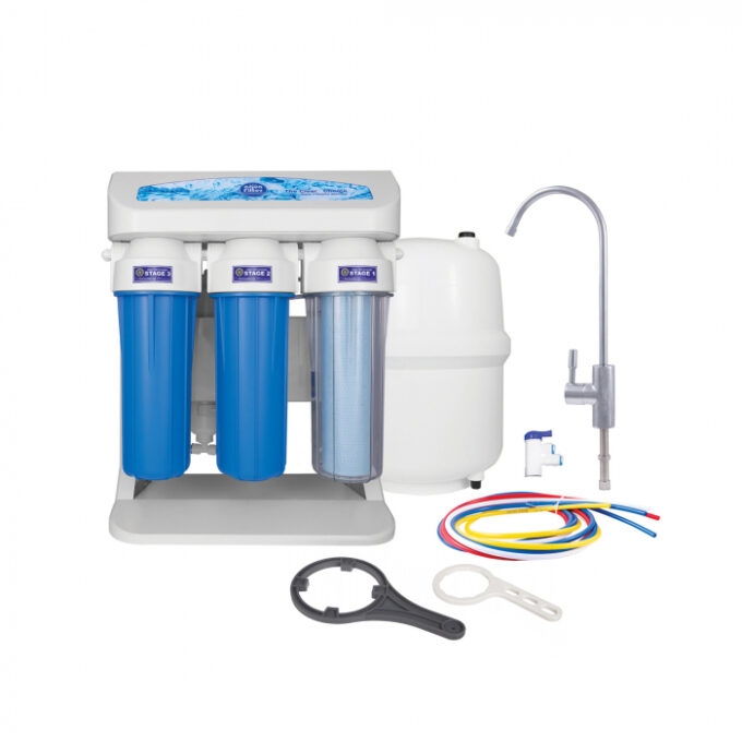 Purificator apa cu osmoza inversa in 7 trepte cu pompa booster si manometru