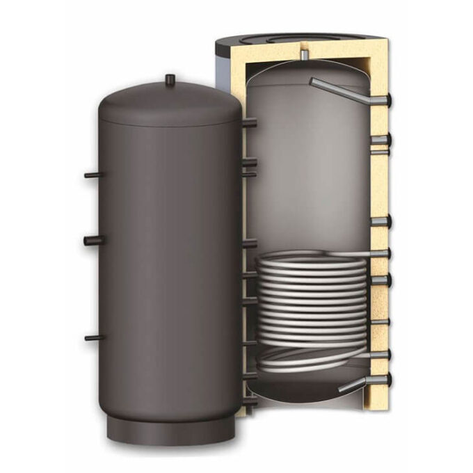 Rezervor de acumulare puffer pentru agent termic cu o serpentina Sunsystem PR 800L, cu izolatie, presiune lucru 3 bar 1 Rezervor de acumulare puffer pentru agent termic cu o serpentina Sunsystem PR 800L, cu izolatie, presiune lucru 3 bar