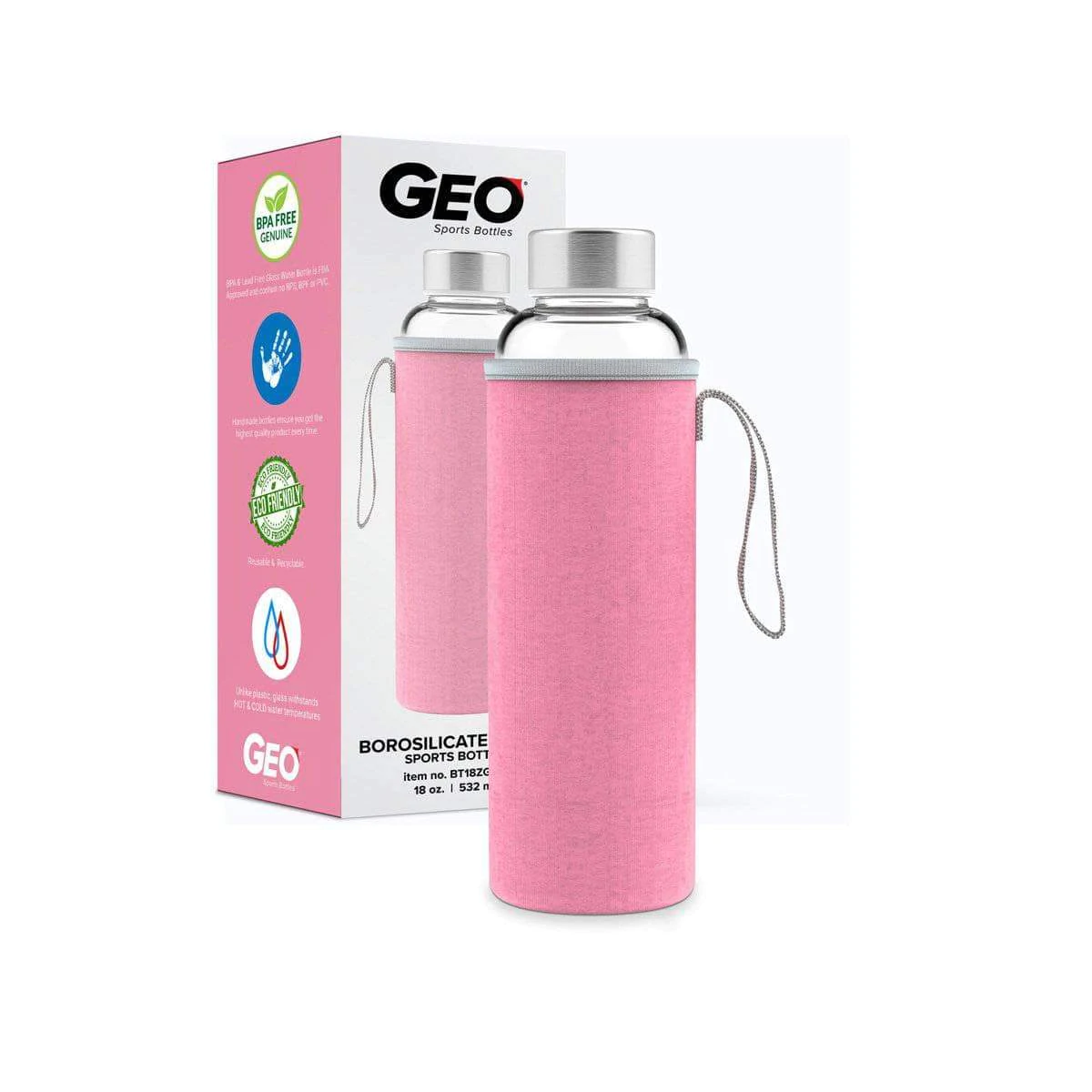 Recipient din sticla termorezistenta si husa textila de protectie 530 ml
