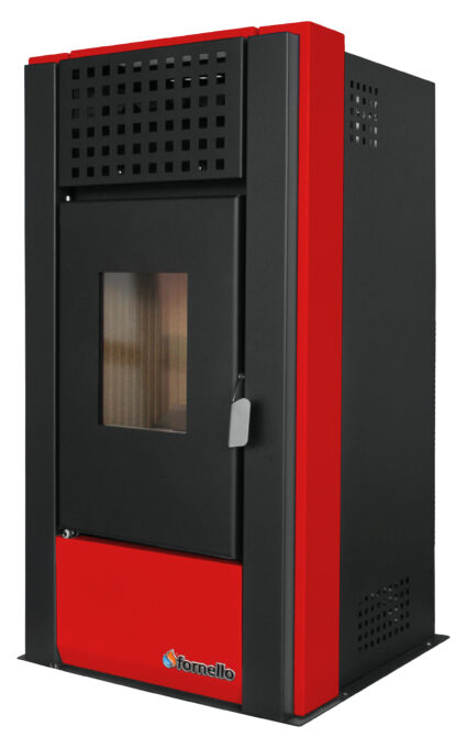 Semineu (Soba) pe Peleti cu aer cald Fornello Magnesia 9 KW, culoare Bordeaux