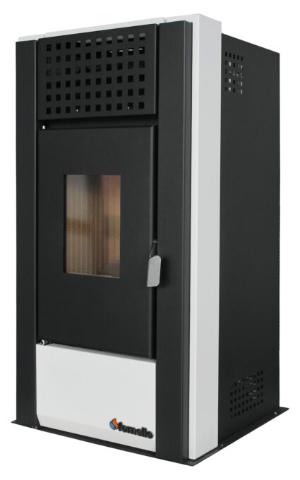 Semineu (Soba) pe Peleti cu aer cald Fornello Magnesia 9 KW, culoare White