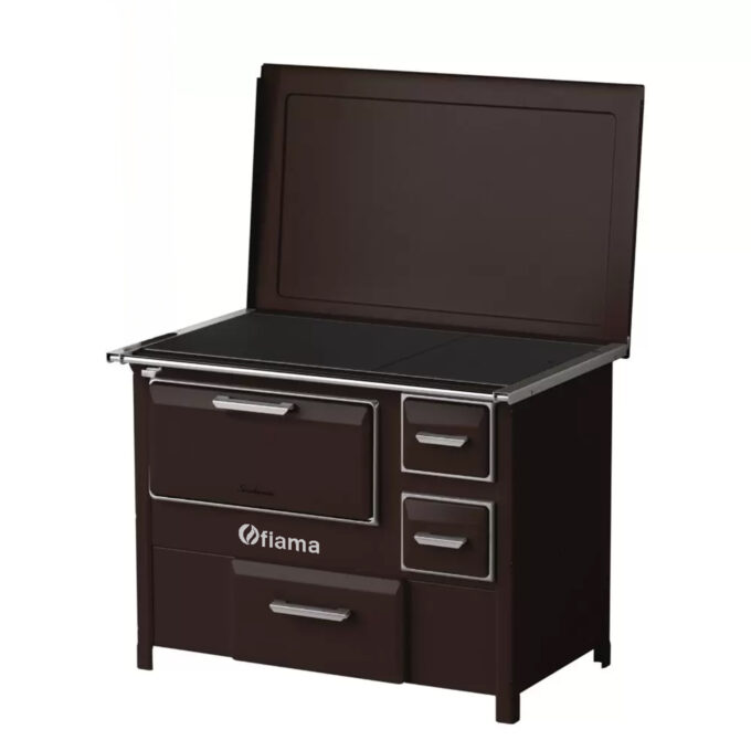 Soba de gatit si incalzit FIAMA SD 9 SL S, 7 Kw, cu cuptor de gatit si plita, culoare maro, evacuare partea stanga