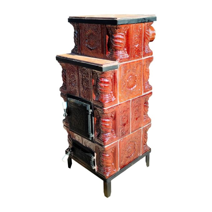 Soba teracota maro Premium  4 randuri  45 x 45 x 110 cm  evacuare dreapta