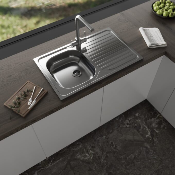 Chiuveta pentru blat DE 102 Leinen 760 x 435 x 0 5 stanga 1 Chiuveta pentru blat DE 102 Leinen 760 x 435 x 0 5 stanga
