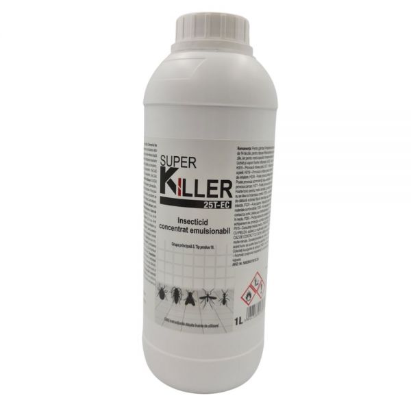Super Killer 25T EC insecticid concentrat 1L pentru combaterea muștelor țânțarilor gândacilor de bucatarie capuselor furnicilor