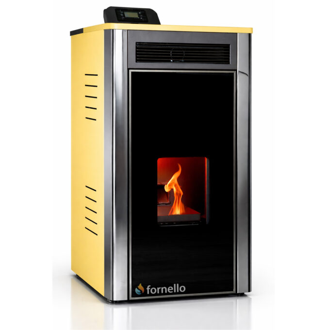 Termoșemineu Fornello Primo Truva 25 kW Ivory cu kit complet încorporat pentru sistemul de încălzire,pompa de circulatie,vas de expansiune,supape de siguranta,Sistem de curatare MECANICA creuzet