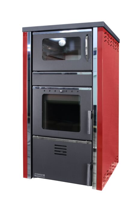 Termosemineu FORNELLO AVANOS Red 32 kw pe combustibil solid  ( lemn,carbune,bricheti ) ce se poate utiliza atat pentru incalzirea locuintelor, cat si pentru gatit (este prevazuta cu plita si cuptor) si este echipat cu pompa de circulatie