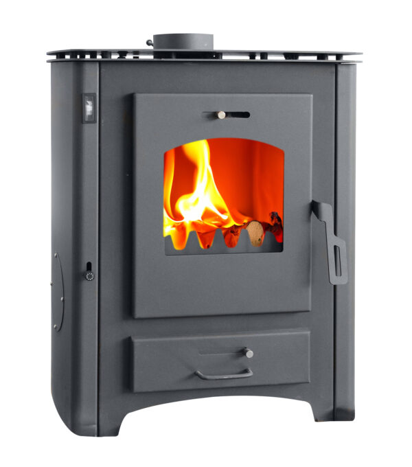 Termosemineu pe lemne, brichete si carbune Fornello B Max ER, Black, 24-26 kW, 650x520x800 mm