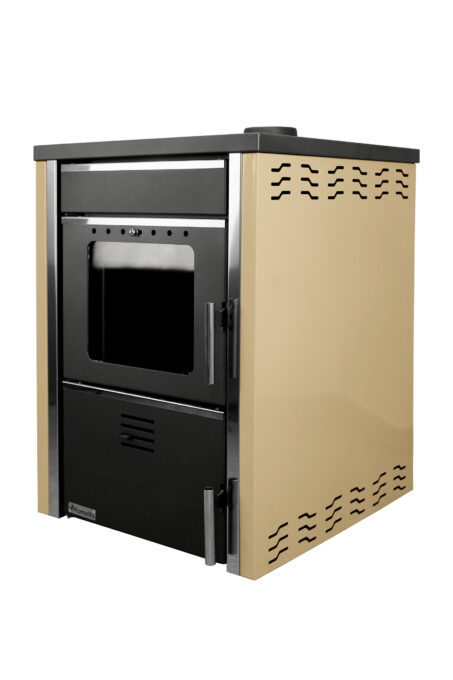 Termosemineu pe lemne FORNELLO TOROS 29 kw Ivory pe combustibil solid ( lemn,carbune,bricheti ) ce se poate utiliza atat pentru incalzirea locuintelor, cat si pentru gatit (este prevazuta cu plita) si este echipat cu pompa de circulatie