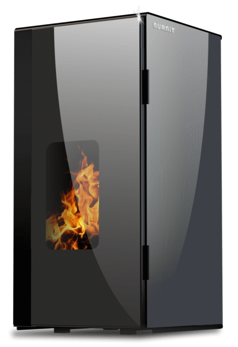 Termosemineu pe peleti Burnit Vision Grey 13 kw, echipat cu pompa de circulatie, vas de expansiune, automatizare, suprafata pana la 80 metri patrati