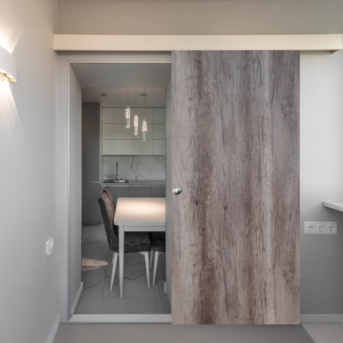 Usa glisanta interior  din MDF laminat  gri  870/2130 mm