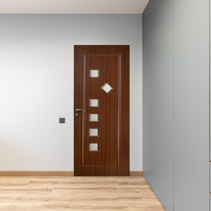Usa de interior din lemn Style 014 cu geam Teak 2000/800