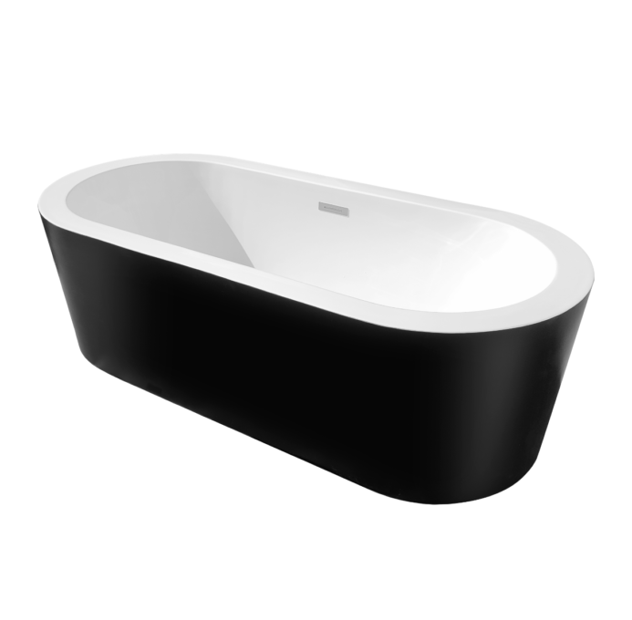 Cada baie freestanding Bella WB-814  acril  170 x 80 x 58 cm  negru mat